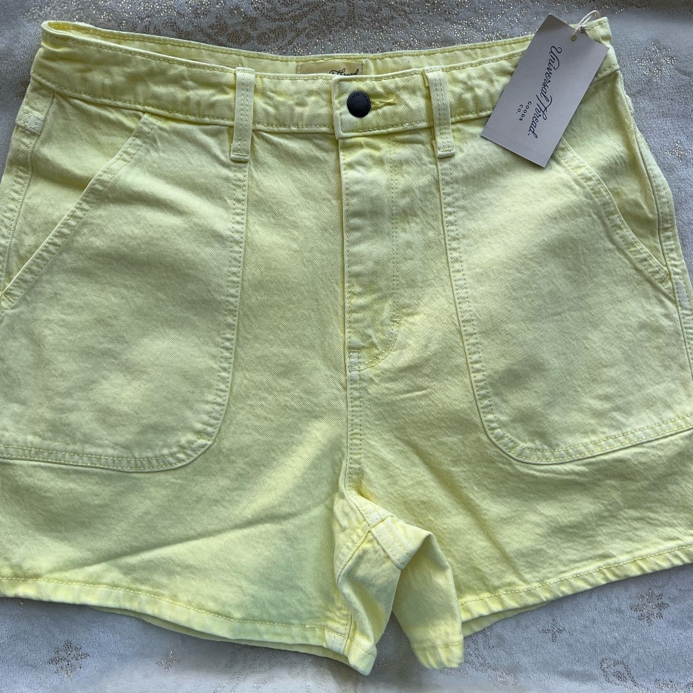 tall pastel yellow shorts size 6/ 14